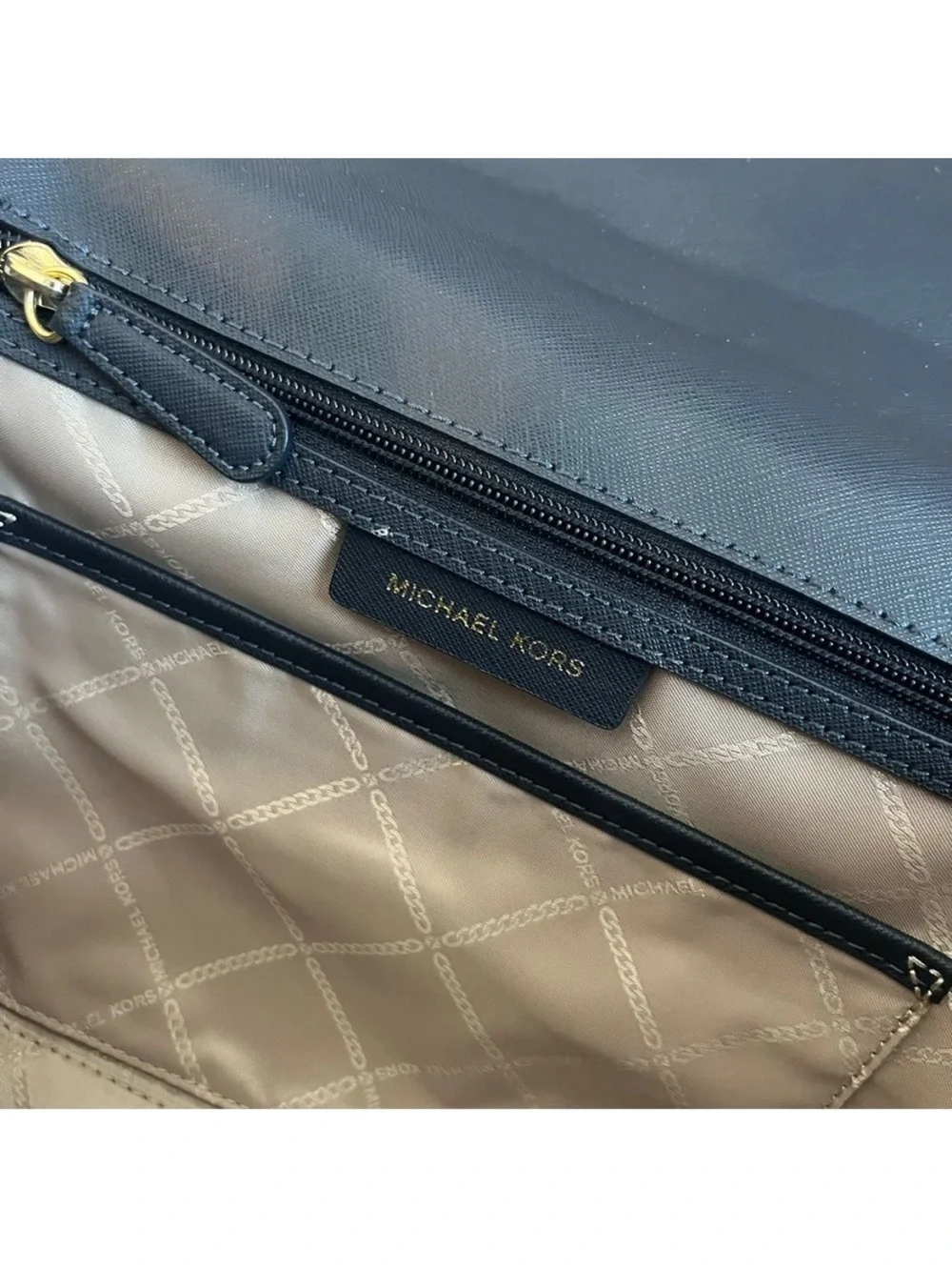 MICHAEL KORS Blue Selma Mercer Raven Bedford Chain Satchel Crossbody